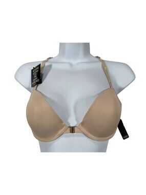 BeMe Womens Front-Close Nude Lace Bra 34B Lightly Lined Racerback Comfortable